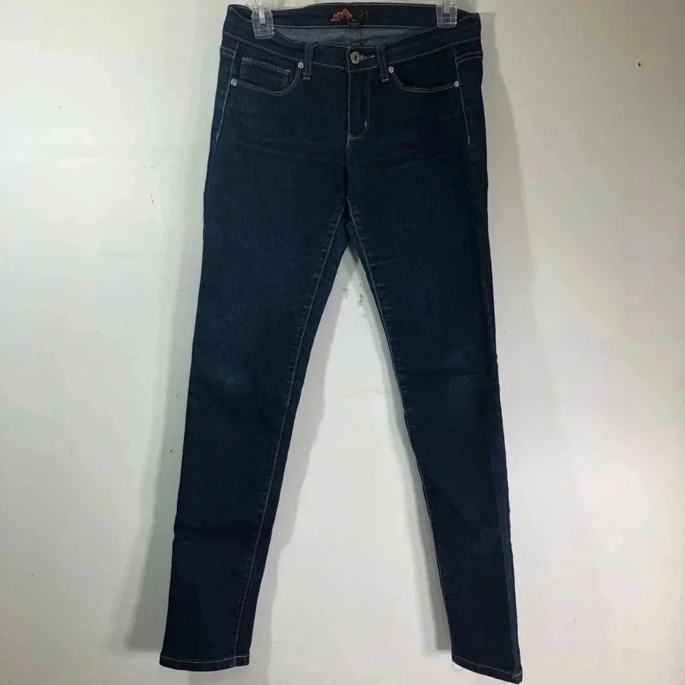 Love 21 Skinny Jeans Women Size 27 Dark‎ Wash Stretch Denim DKT-BB-1